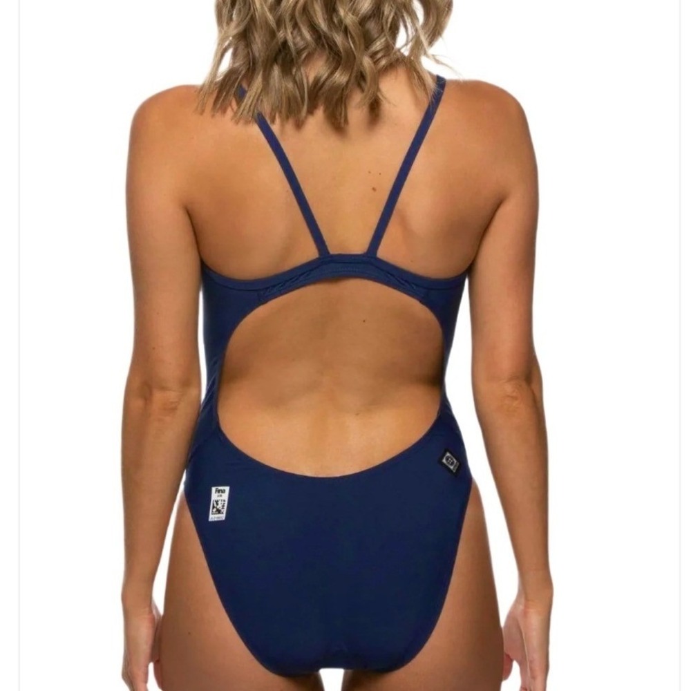 Jolyn FINA Approved Chevy Tiger Navy Blue One Piece Unlined Swimsuit Womens 36